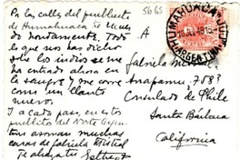 [Tarjeta postal] 1948 jul., Jujuy, [Argentina] [a] Gabriela Mistral, Santa Bárbara, California