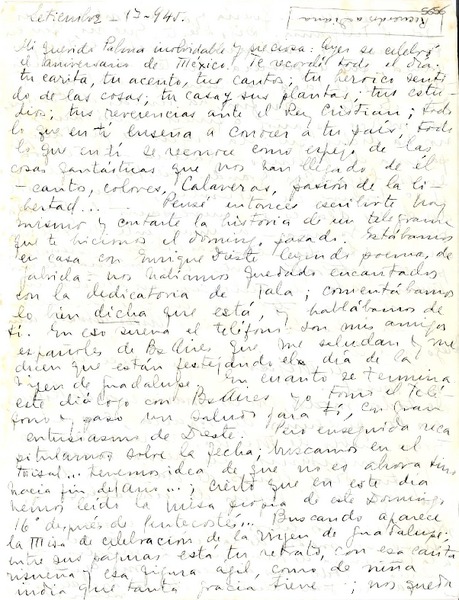 [Carta] 1945 sept. 17, [Uruguay] [a] Palma Guillén