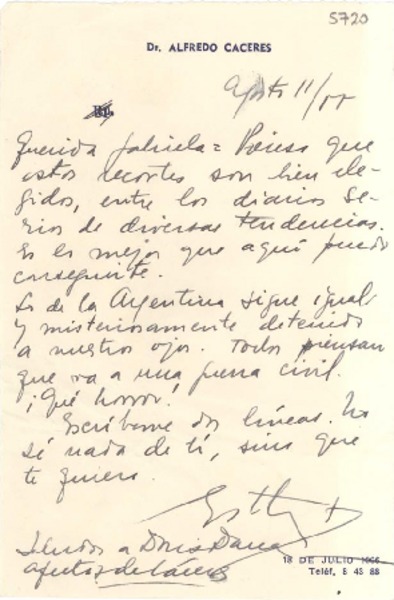 [Carta] 1955 ago. 11, [Uruguay] [a] Gabriela [Mistral]
