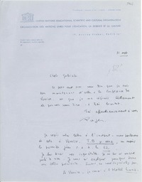 [Carta] [1952?] sept. 11, [Paris] [a] Gabriela [Mistral]