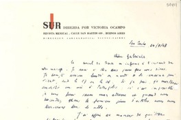 [Carta] 1943 sept. 24, Sao Paulo [a] Gabriela Mistral