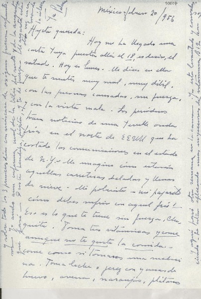 [Carta] 1956 feb. 20, México [a] Gabriela Mistral