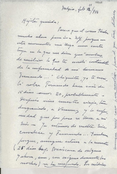 [Carta] 1956 feb. 11, México [a] Gabriela Mistral