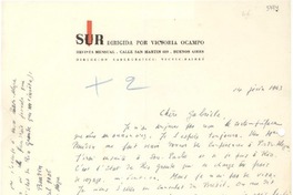 [Carta] 1943 jun. 14, [Buenos Aires] [a] Gabriela [Mistral]