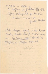 [Carta] [1946, Paris] [a] Gabriela Mistral
