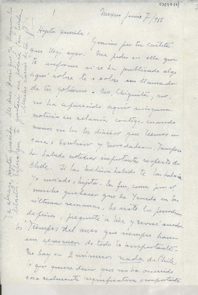 [Carta] 1956 jun. 7, México [a] Gabriela Mistral