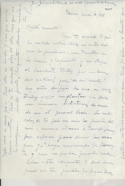 [Carta] 1956 jun. 10, México [a] Gabriela Mistral