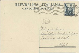 [Tarjeta postal] 1952 nov. 23, Milan [a] Gabriela Mistral, Consulado de Chile, Napoli