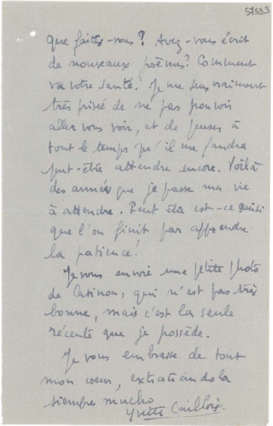 [Carta] 1948 feb., Paris [a] Gabriela Mistral