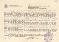[Carta] 1934 ago. 27, Madrid [a] Gabriela Mistral, Consulado de Chile, Madrid
