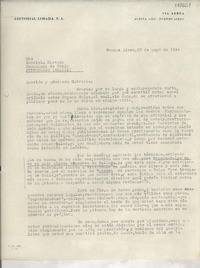[Carta] 1944 mayo 23, Buenos Aires, [Argentina] [a] Gabriela Mistral, Consulado de Chile, Petrópolis, Brasil
