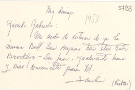 [Tarjeta] 1953 [a] Gabriela Mistral