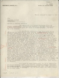[Carta] 1945 ene. 10, Buenos Aires, [Argentina] [a] Gabriela Mistral, Petrópolis, [Brasil]