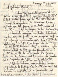 [Carta] 1946 mayo 20, Firenze, [Italia] [a] Gabriela Mistral