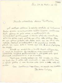 [Carta] 1944 março 24, Rio [de Janeiro, Brasil] [a] Gabriela [Mistral]
