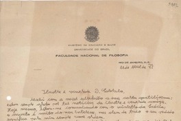 [Carta] 1945 abr. 11, [Río de Janeiro, Brasil] [a] Gabriela [Mistral]