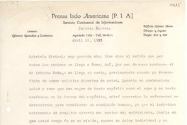 [Carta] 1943 abr. 16 [a] Gabriela Mistral