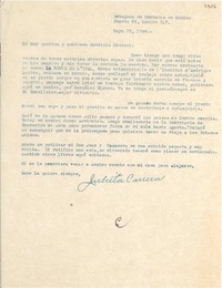 [Carta] 1946 mayo 29, Embajada de Honduras en México, Juarez 64, México D.F. [a] Gabriela Mistral