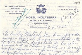 [Carta] 1946 dic. 6, La Habana, Cuba [a] Gabriela Mistral