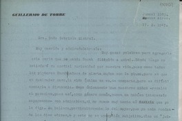 [Carta] 1947 ene. 17, Buenos Aires, [Argentina] [a] Gabriela Mistral