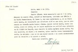 [Carta] 1955 mayo 4, Quito, [Ecuador] [a] [Gabriela Mistral]