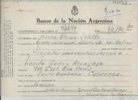 [Recibos] [1947?], [Argentina] [a] Lucila Godoy Alcayaga, Consuelo Saleva, Santa Barbara, California, [EE.UU.]