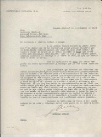 [Carta] 1948 sept. 7, Buenos Aires, [Argentina] [a] Gabriela Mistral, Sta. Bárbara, Cal[ifornia], [EE.UU.]