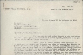 [Carta] 1948 oct. 28, Buenos Aires, [Argentina] [a] Gabriela Mistral, Palma Guillén, México