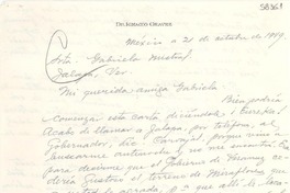 [Carta] 1949 oct. 21, México [a] Gabriela Mistral, Jalapa, Ver.