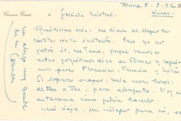 [Tarjeta] 1952 sept. 8, Roma, [Italia] [a] Gabriela Mistral
