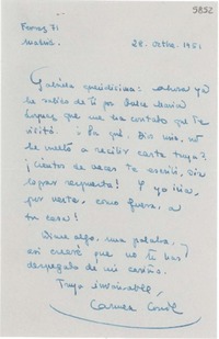 [Carta] 1951 oct. 28, Madrid [a] Gabriela Mistral