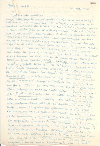 [Carta] 1951 nov. 18, Madrid [a] Gabriela Mistral