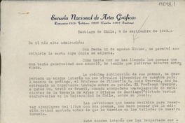 [Carta] 1949 sept. 9, Santiago, [Chile] [a] Gabriela Mistral