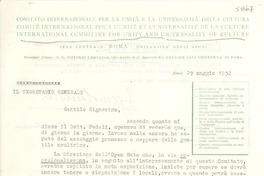 [Carta] 1952 magg. 29, Roma, [Italia] [a] [Doris Dana]