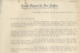 [Carta] 1949 sept. 26, Santiago, [Chile] [a] Gabriela Mistral