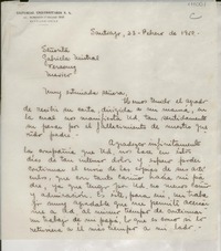 [Carta] 1950 feb. 23, Santiago, [Chile] [a] Gabriela Mistral, Veracruz, México