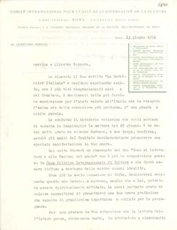 [Carta] 1952 giugno 13, Roma, [Italia] [a] [Gabriela Mistral]