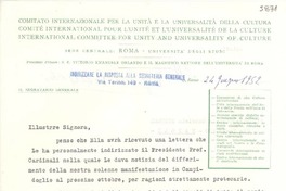 [Carta] 1952 giugno 24, Roma, [Italia] [a] Gabriela Mistral, Napoli