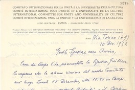 [Carta] 1952 dic. 10, Roma, [Italia] [a] Gabriela Mistral