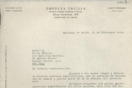 [Carta] 1954 nov. 11, Santiago, [Chile] [a] Gilda Péndola, Roslyn Harbor, New York, [EE.UU.]