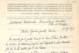 [Carta] 1952 ag. 20, Serravalle in Casentino, Arezzo, [Italia] [a] [Gabriela Mistral]