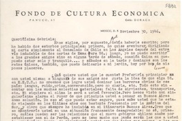 [Carta] 1946 nov. 30, México D.F. [a] Gabriela [Mistral]