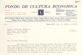 [Carta] 1948 jul. 1, México D.F. [a] Gabriela Mistral, Santa Bárbara, California