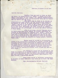 [Carta] 1949 dic. 20, Santiago, [Chile] [a] Gabriela [Mistral]