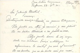 [Carta] 1949 mar. 28, [Perú] [a] Gabriela Mistral, Veracruz