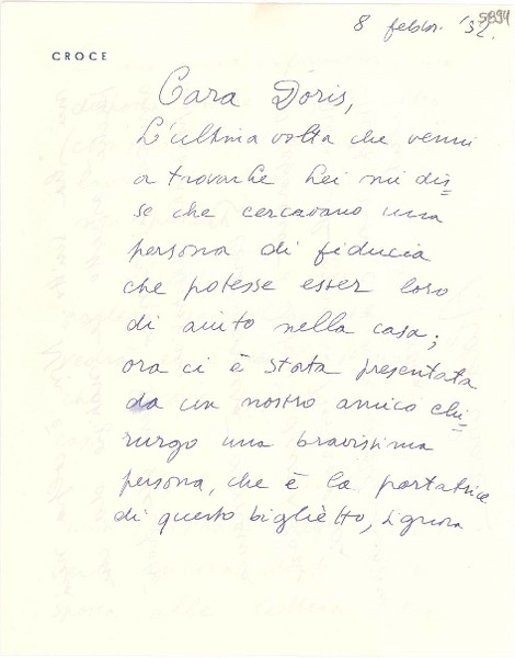 [Carta] 1952 feb. 8, [Italia] [a] Doris Dana