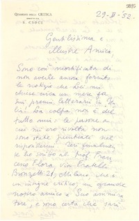 [Carta] 1952 feb. 29, [Italia] [a] Gabriela Mistral