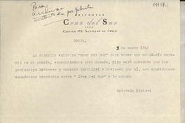 [Carta] 1946 ene. 3 [a] Editorial Cruz del Sur, Santiago, Chile