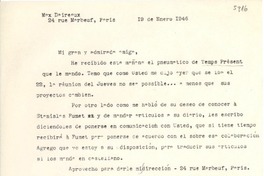 [Carta] 1946 ene. 19, París [a] [Gabriela Mistral]