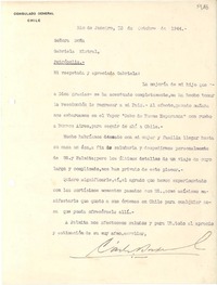 [Carta] 1944 oct. 10, Rio de Janeiro, [Brasil] [a] Gabriela Mistral, Petrópolis, [Brasil]